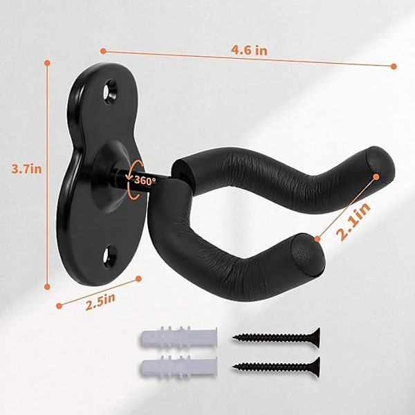 Guitarvægholder Vægophæng Krog Sort Metal Guitarholder til Akustisk Elektrisk Basguitar Ukulele Banjo Mandolin