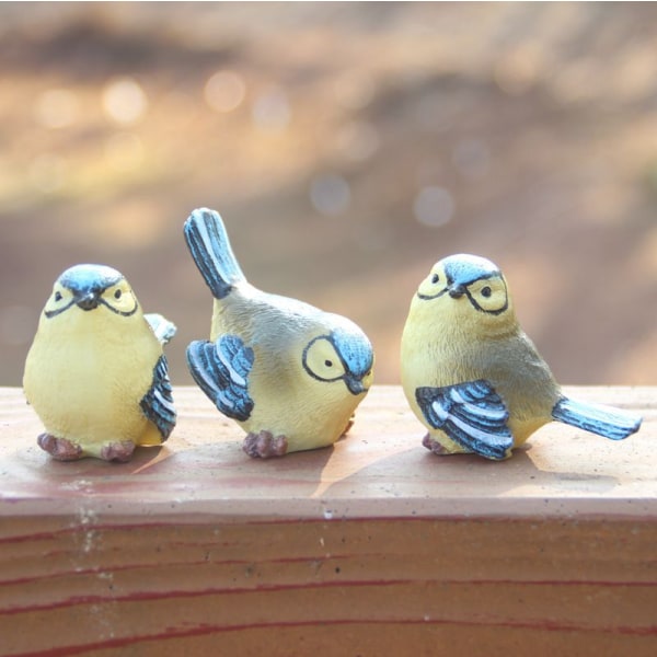 Miniatyrfågel dekorativa figurer 3 st Minifågelfigurer Anima
