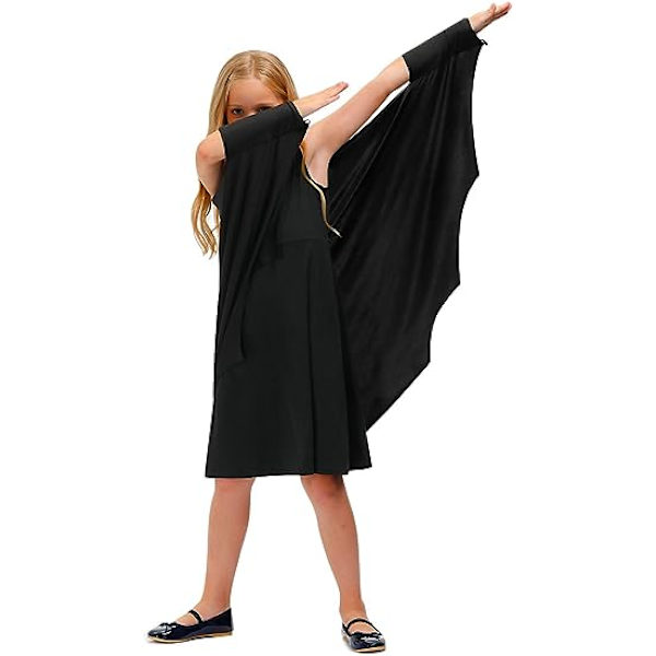 Børneflagermuskostume, sorte vinger, 8-10 år