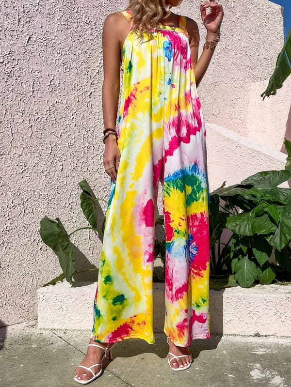 Kvinners Blomstertrykte Jumpsuits Casual Ermeløs Stropp Rompers W