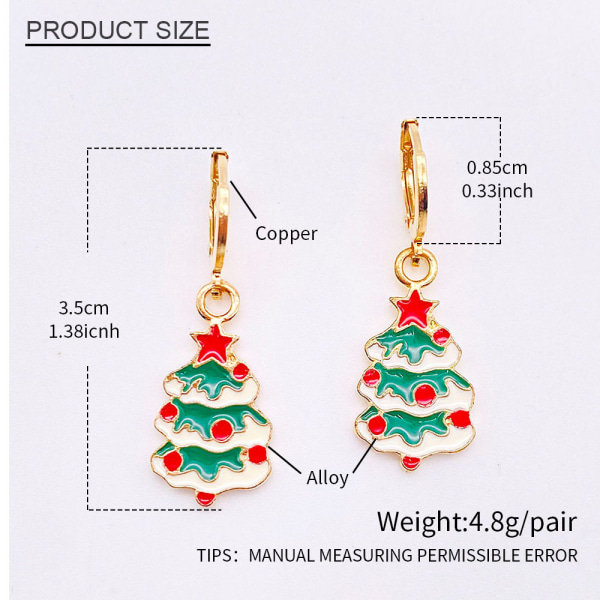 Set of 2 pairs Christmas Earrings, Xmas tree snowman earrings for women girls