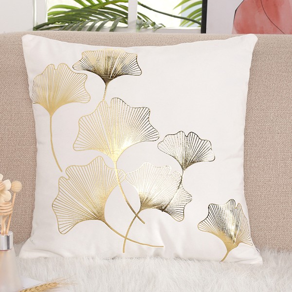 Set med 6 stk putetrekk 45X45cm Ginko blader mønster myk dekor