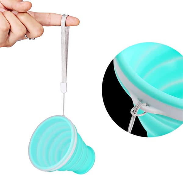 2-pack hopfällbara reskoppar, hopfällbara silikonkoppar med lock, Porta