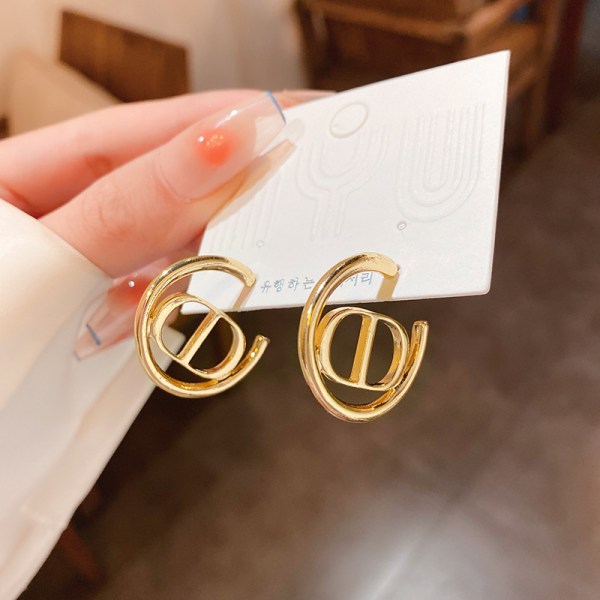 Gold Statement Hoop Örhängen Studs Metallic Minimalist Fashion Je