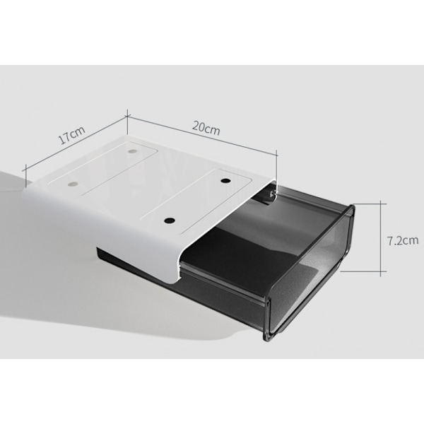 2 STK Skuffeorganisator til Under Bordet, Skuffeopbevaring til Skrivebord Selvklæbende Skjulte Skuffer til Kontor, Hjem, Skole (20x17x7.2cm,l/b/h)