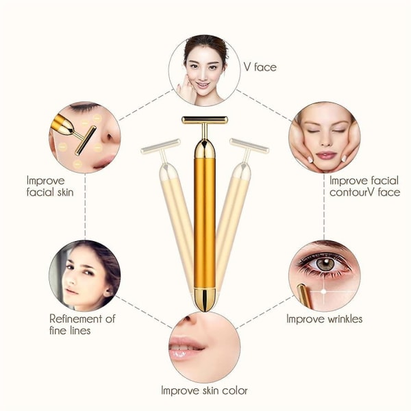 Pulse Facial Massager, t-shape Anti Wrinkles Elektrisk ansiktsmassage