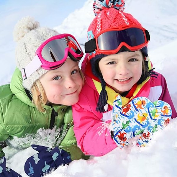 Fôrede ullvotter for småbarn Vinterhansker for barn Skihansker for barn Vanntett snøhanske for baby Gutter Jenter, Sjøhest rosa, M (anbefalt for 2-4 år) Fingre