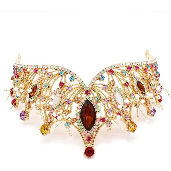Barok Dronning Krone, Bryllupskrone til Brud Rhinestone Prinsesse