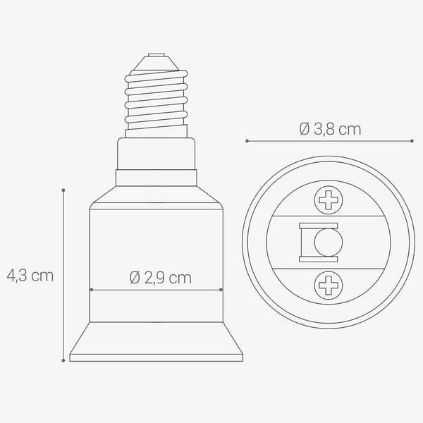 4x Sockeladapter - E14 til E27 Sockelkonverter - E27 Soppelfatning Ada