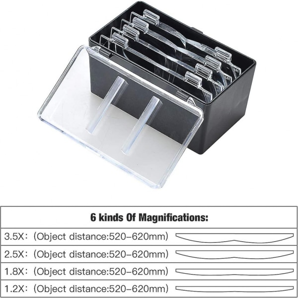 Pääpanta suurennuslasi 2 LED-valolla, 4 irrotettavalla linssillä