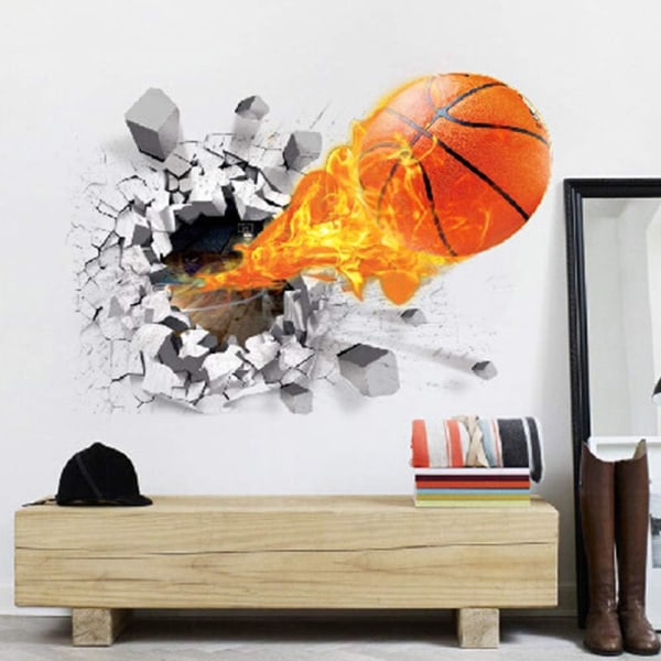 3D Basket Väggdekaler Banbrytande Väggdekal Självhäftande Fireball Wal