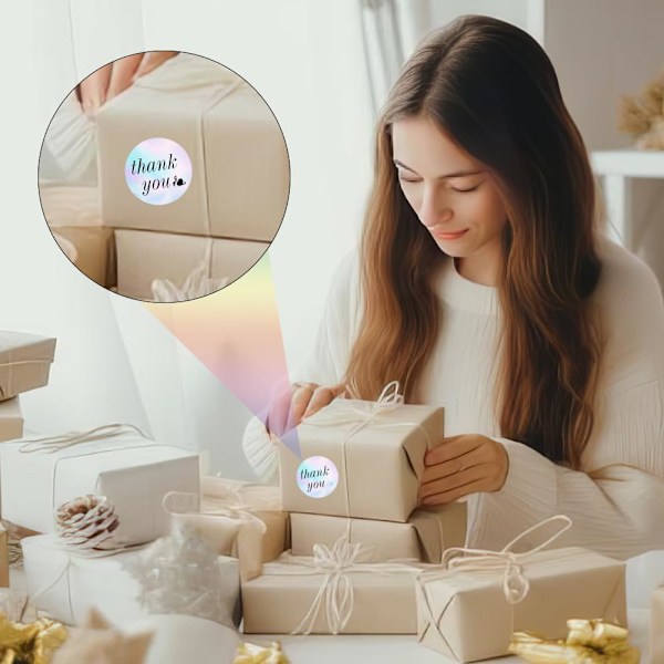 400 kpl Holografisia pyöreitä lämpötarroja 4,9 cm Itseliimautuvia pyöreitä suoralämpötarroja lämpötulostimelle, lämpötarroja tee-se-itse lahjojen koristeluun