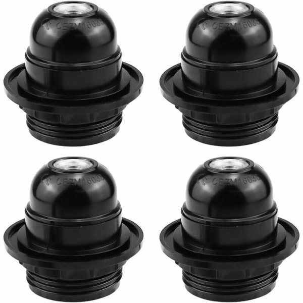 4 stk. E27 fatningadapter fatning E27 sort E27 fatning skrue fatning
