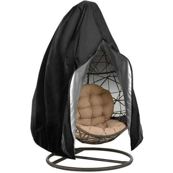 Hængestolsbetræk, Have Rattan Flet Hængestol Vandtæt, Æggestol Beskyttende Betræk, Vind- og Støvsikkert Gyngestolsbetræk (Sort, 190 x 115 cm)