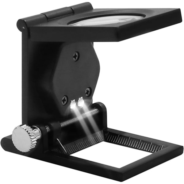 10x Metal Foldbar Desktop Lup med LED-lys til Tekstil Optisk Linse