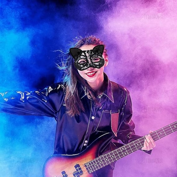 Kattmaskeradmask Lyxig sexig kattmask med dekoration
