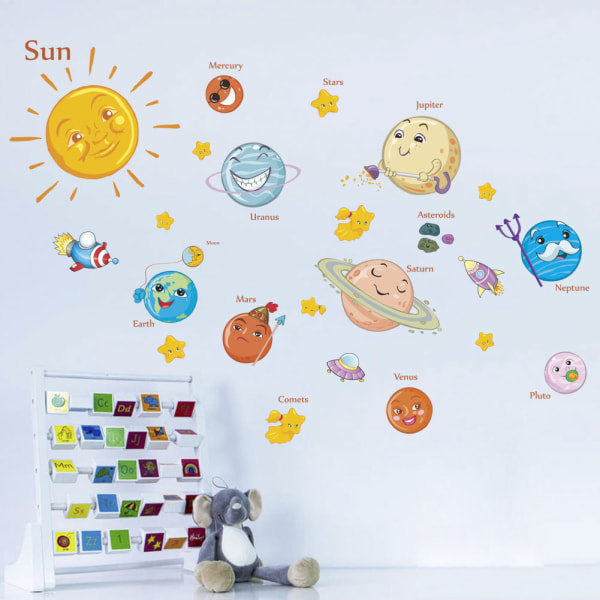En set Wall Stickers, planets väggdekoration för vardagsrum o