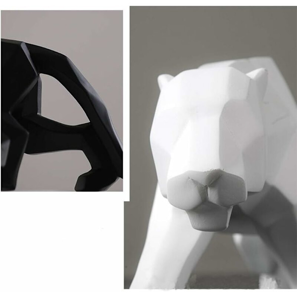 Vit Svart Panter Skulptur Prydnader Skulptur Geometrisk Harts