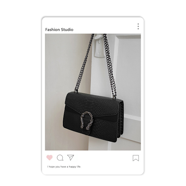 Crossbody axelväska för kvinnor - Ormmönstrad läder Messenger Bag C