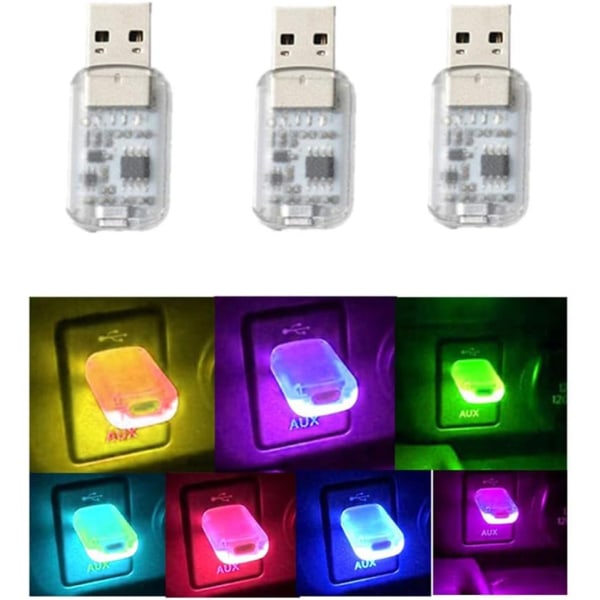 3st Mini USB LED-lampor Touch och Röststyrning Bilinredning LED
