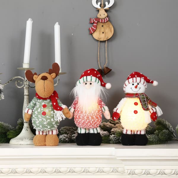 Nya juldekorationer lysande tomte snögubbe älgdocka eller