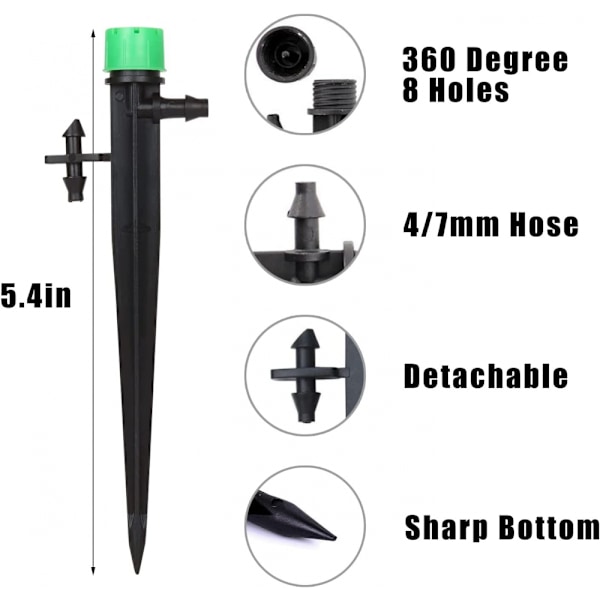100 stk. Mikro Drypvanding Sprinkler, 360 Grader 8 Huller Vandstrøm Drypvanding Sprinkler til 4/7 Slange, Egnet til Have Drypvandingssystem,