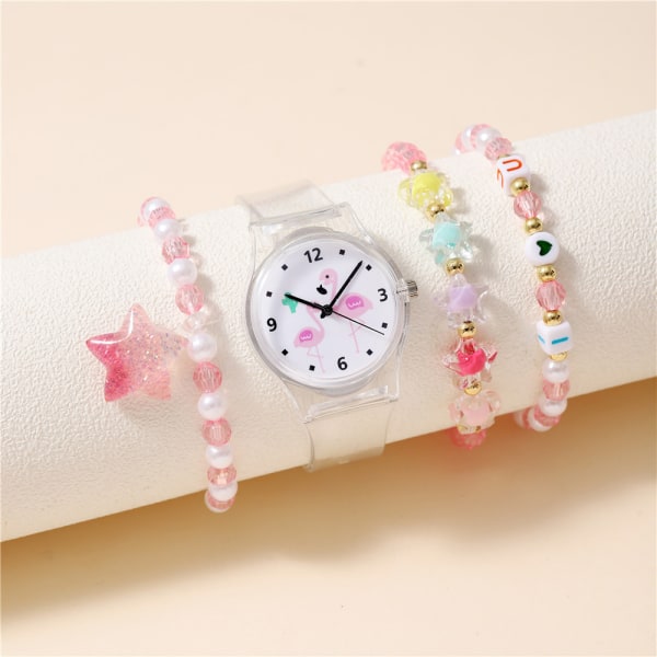 Girls Watch Fashion Watch Set Girls Plastic Watch Strap Bracelet,