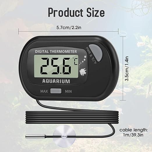 LCD Digital Akvarie Termometer med Sugkopp og Vanntett Probe for