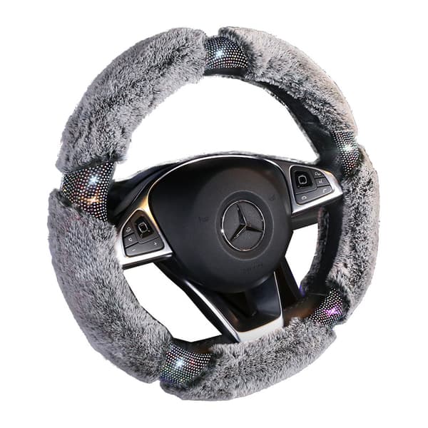 Diamant plyschfiber rattmuff kristall strass vinter varm grå