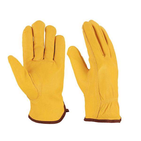 Arbejdshandsker, Bull Cowhide Læder Havearbejde Handsker, Slidstærke, Svedabsorberende, L