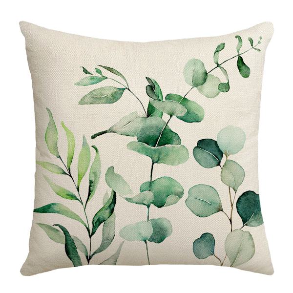 Set med 4 stycken kuddfodral med gröna växter och bladmönster 45 x 45