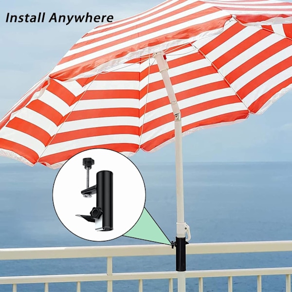 Paraplyklemme Balkonholder, 1 stk. Parasolholder Fastgørelsesclips, Parasolholder Fastgørelsesclips til Balkon til Parasol, Strand, Fiskeri, Terrasse, Balkon