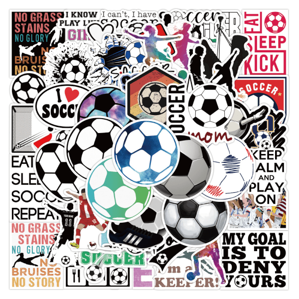 Fotboll klistermärken| 50 st Fotbollssportdekaler Vinyl för barn, tonåringar och flickor, U