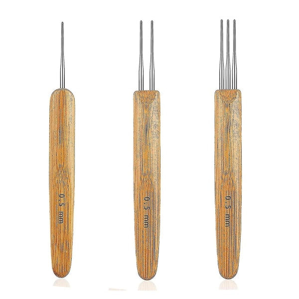 Smutsigt flätat garn Virkat bambuhandtag [0,5 mm 3 delar] Hår Kn