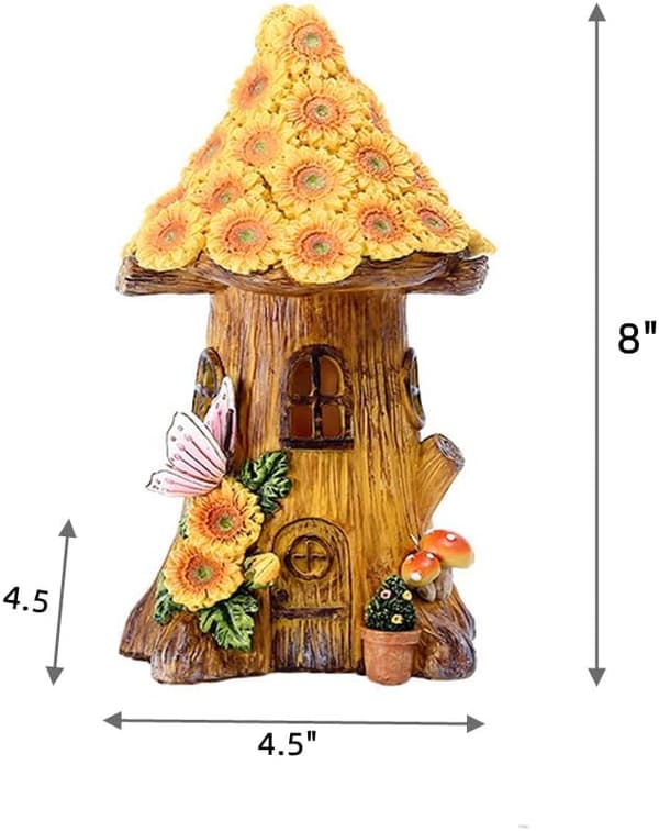 Haveindretningsstatuer, Træhusfigurer Gaver med sommerfugl, 8\"
