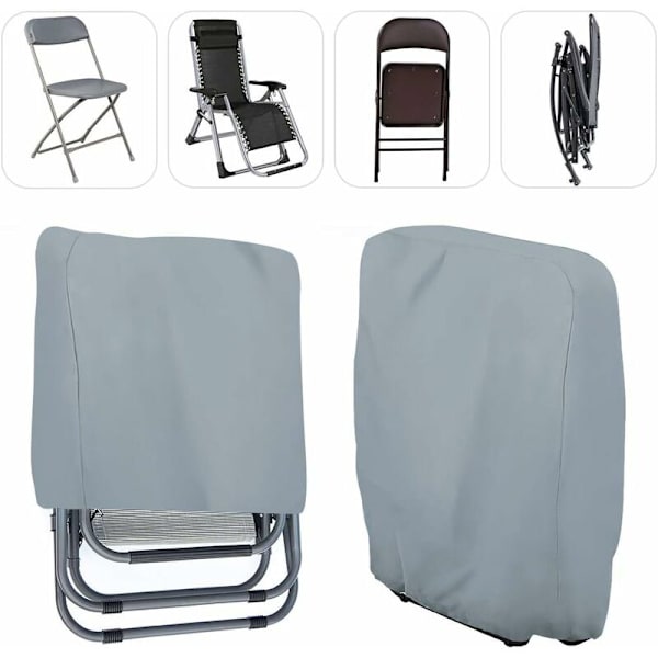 Fällbar solstolskydd, trädgårdssolstolsskydd dammtät, vattentät, anti-UV, 210D Oxford trädgårdsavslappningsöverdrag för loungestol, B71×H110cm (grå)