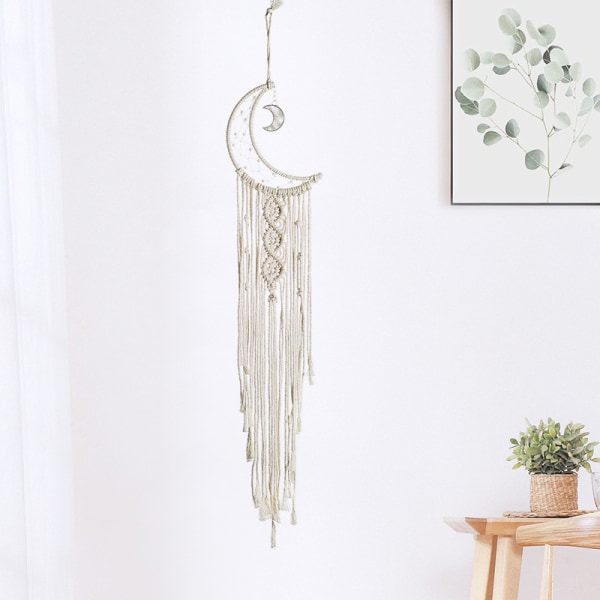 1pc Fringe Bohemian Wall Hanging, Pretty Moon Dreamcatcher Cotton