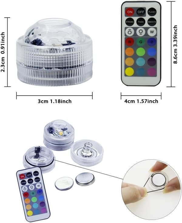 10 kappaleen LED-kynttilät, RGB-sukellusvedenpitävät LED-kynttilät