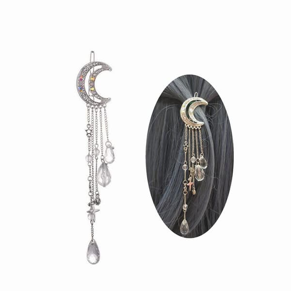 Romantiske Rhinestone Halvmåne Stjerne Charm Hårklemmer, Krystal