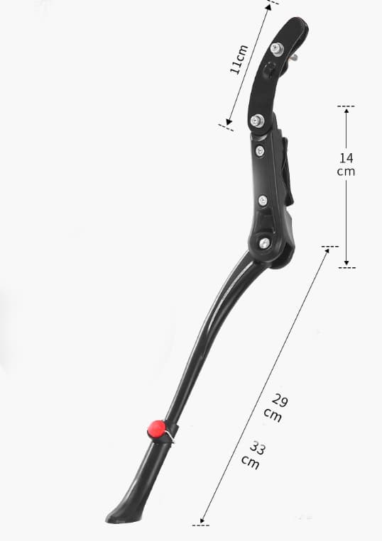 Justerbart cykelstøtteben i aluminiumslegering, kraftigt, støtte til MTB (sort)