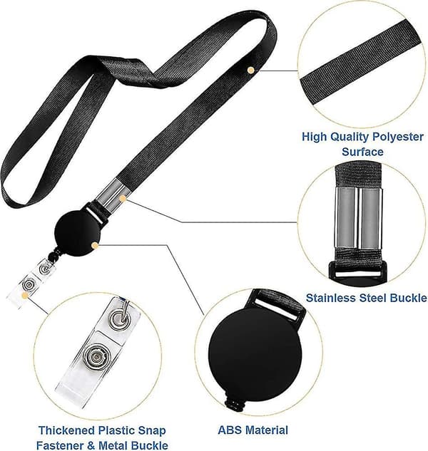 5 stk. Rulle Nøglering Lanyard Til Navneskilt Til