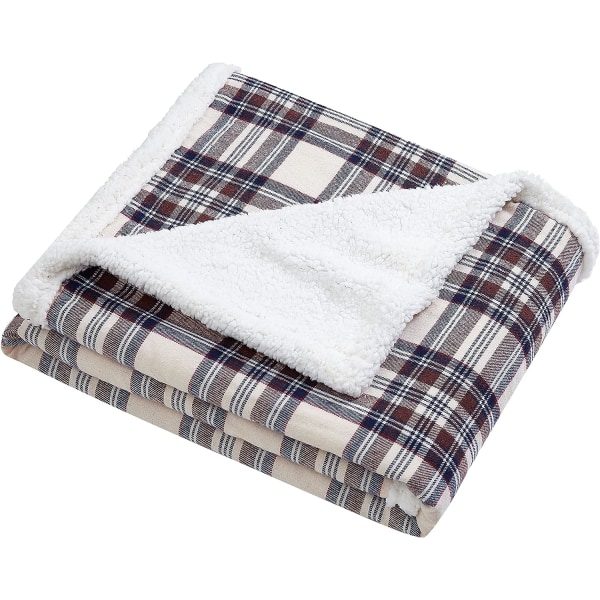 Kastfilt, vändbar Sherpa fleece-sängkläder, heminredning för alla årstider (Edgewood Khaki, kast)