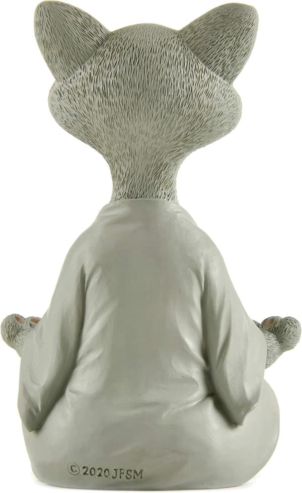Fantasifuld Grå Buddha Kat Statue Meditation Yoga Samleobjekter - H