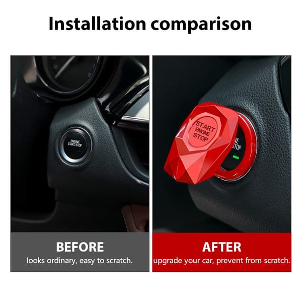 1 stk. Rød bilmotor start-stop knapdæksel ring tænding start stop knap trim