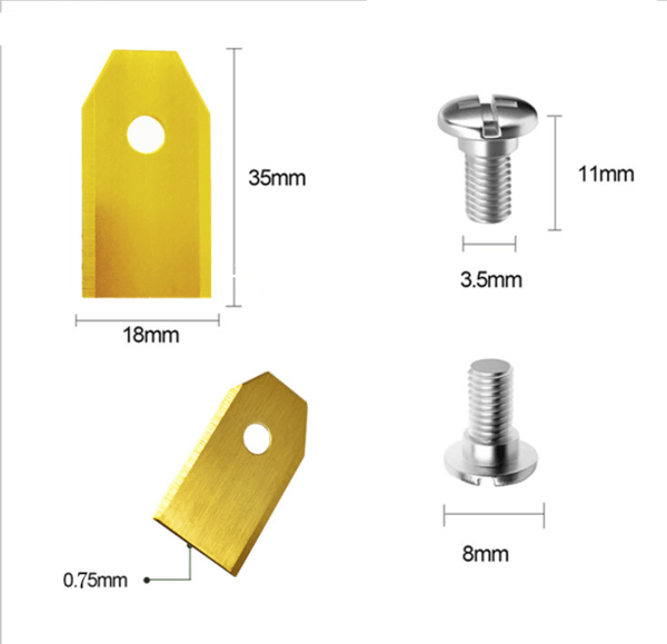 Plæneklipperblad, rustfrit stål plæneklipperblad 9 stk. guld, 3,5*1,8c