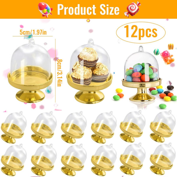 12 Stk. Mini Kageopsats, Mini Cupcake Opsatser med Kuplåg, Mini Displays i Plast, til Chokolade, Ost, Kokosmakroner, Romkugler