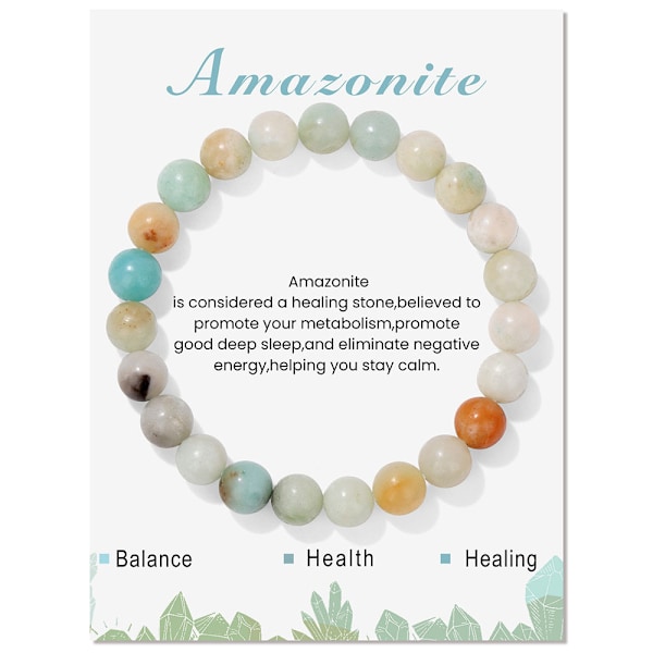 Bracelet - Amazonite Bead Bracelet - Natural Charm, Retro Elastic