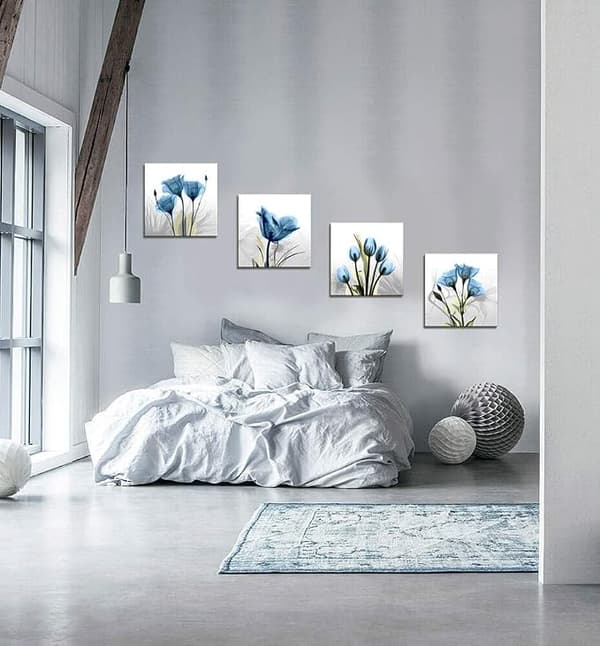 Väggdekorationer för vardagsrumsinredning - 4 paneler elegant tulpan fl