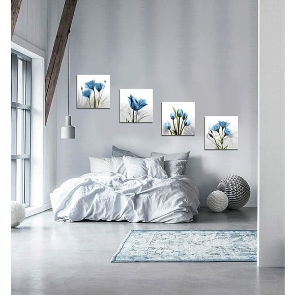 Wall Decorations For Living Room Decor - 4 Panel Elegant Tulip Fl