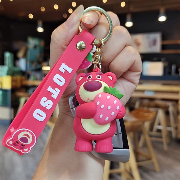 Jordbær Bamse Nøglering Mockup, Pink